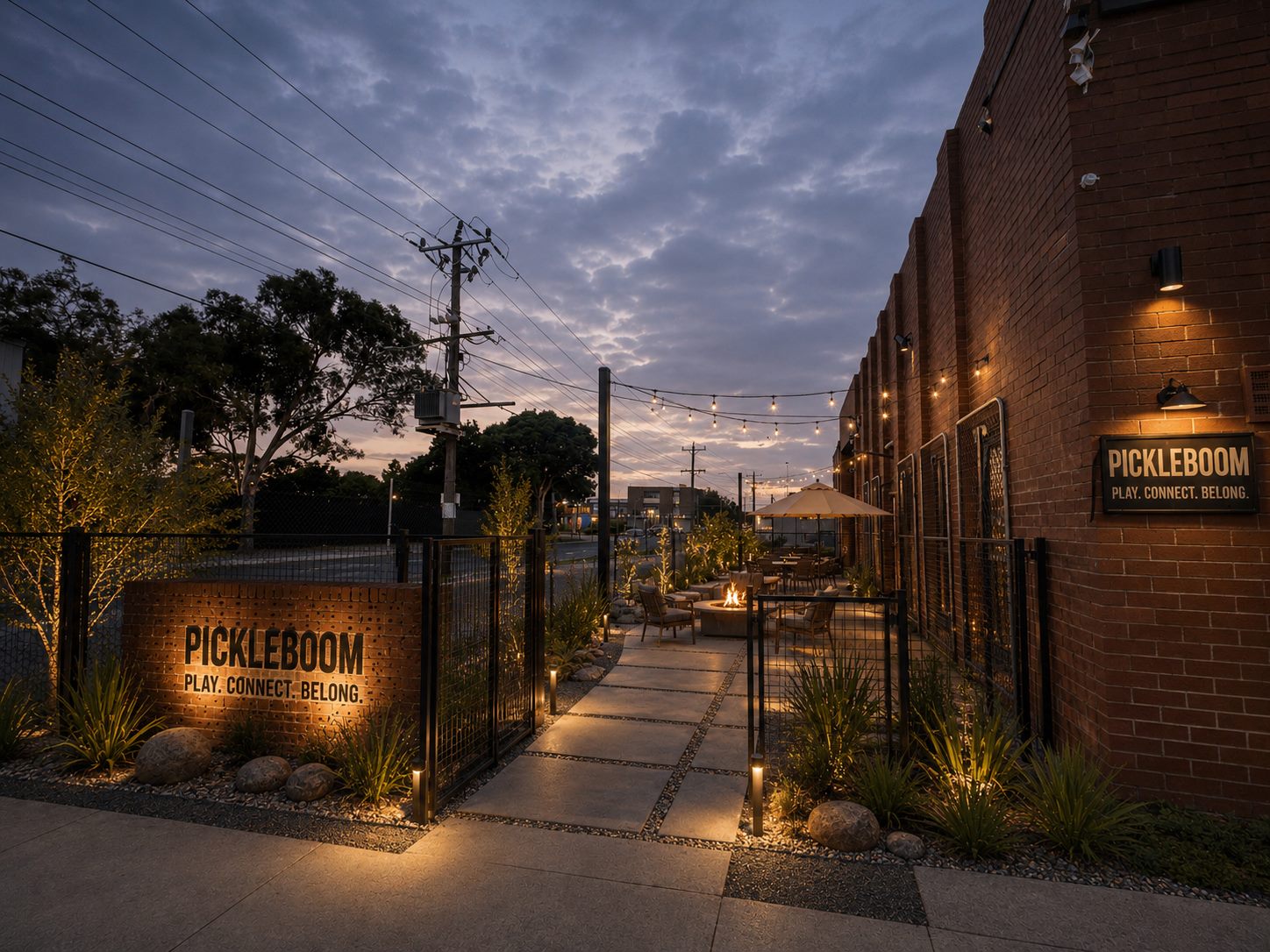 Evening entry and social courtyard concept